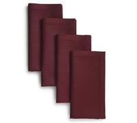 D'Moksha Homes Linen Dinner Napkins 20 x 20 Inch - 100% Pure Linen Dark Red Napkins Set of 4 - Classic Hemstitch - Washable Dark Red Cloth Napkins