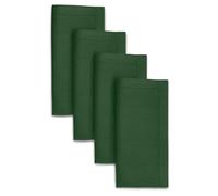 D'Moksha Homes Linen Dinner Napkins 20 x 20 Inch - 100% Pure Linen Forest Green Napkins Set of 4 - Classic Hemstitch - Washable Forest Green Cloth Napkins