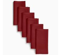 D'Moksha Homes Linen Dinner Napkins 20 x 20 Inch - 100% Pure Linen Red Napkins Set of 6 - Classic Hemstitch - Washable Red Cloth Napkins