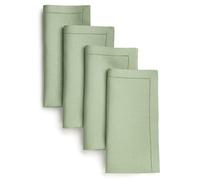 D'Moksha Homes Linen Dinner Napkins 20 x 20 Inch - 100% Pure Linen Sage Green Napkins Set of 4 - Classic Hemstitch - Washable Sage Green Cloth Napkins