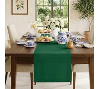 D'Moksha Homes Linen Forest Green Table Runner 229 CM Long - 100% Pure Linen 36 x 229 cm Table Runner for Dining, Fall, Thanksgiving, Christmas, Holiday - Machine Washable
