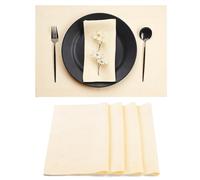 D'Moksha Homes Linen Placemats Set of 4-100% Pure Linen Vanilla Cream Placemats 14 x 19 Inch - Washable Vanilla Cream Placemats