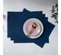 D'Moksha Homes Linen Placemats Set of 4 - Faux Linen Navy Blue Placemats 14 x 19 Inch - Wrinkle Resistant, Machine Washable Cloth Placemats - 100% Recycled Fabric