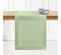 D'Moksha Homes Linen Table Runner 14 x 132 Inch - 100% Pure Linen Sage Green Table Runner - Machine Washable Farmhouse Table Runner
