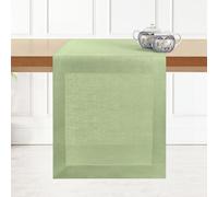 D'Moksha Homes Linen Table Runner 14 x 132 Inch - 100% Pure Linen Sage Green Table Runner - Machine Washable Farmhouse Table Runner