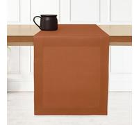D'Moksha Homes Linen Table Runner - 14 x 36 Inch, 100% Pure Linen, Rust, Machine Washable, Farmhouse Style