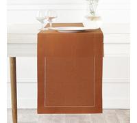 D'Moksha Homes Linen Table Runner 14 x 54 Inch - 100% Pure Classic Hemstitch Rust - Machine Washable Farmhouse Style