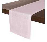 D'Moksha Homes Linen Table Runner - 14 x 60 Inch, 100% Pure Linen, Classic Hemstitch, Pastel Pink, Machine Washable, Farmhouse Style