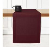 D'Moksha Homes Linen Table Runner - 14 x 72 Inch, Dark Red, Machine Washable Farmhouse Style