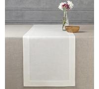 D'Moksha Homes Linen Table Runner 14 x 90 Inch - 100% Pure Ivory Linen - Machine Washable Farmhouse Style for Easter