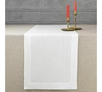 D'Moksha Homes Linen Table Runner 14 x 90 Inch - 100% Pure Linen White Table Runner - Machine Washable Farmhouse Table Runner