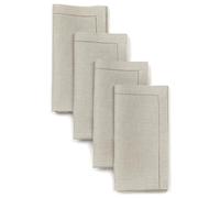 D'Moksha Homes Natural Linen Napkins Set of 4 - Classic Hemstitch 100% Pure Linen Hemstitch Dinner Napkins 51 x 51 CM for Fall, Thanksgiving, Christmas, Holiday - Handcrafted and Machine Washable