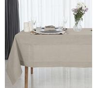 D'Moksha Homes Natural Linen Tablecloth for Rectangle Tables 152 x 366 cm - 100% Pure Linen Natural Table Cloth - Classic Hemstitch, Machine Washable Dining Tablecloth for Christmas
