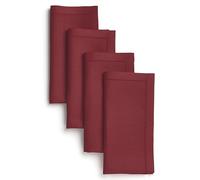 D'Moksha Homes Red Linen Napkins Set of 4 - Classic Hemstitch 100% Pure Linen Hemstitch Dinner Napkins 51 x 51 CM for Fall, Thanksgiving, Christmas, Holiday - Handcrafted and Machine Washable