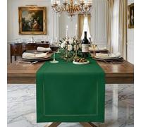 D'Moksha Homes Red Table Runner 36 x 229 cm - Faux Linen Dining Table Runner 229 CM long - Wrinkle Resistant, Machine Washable for Fall, Thanksgiving, Christmas, Holiday - 100% Recycled Fabric