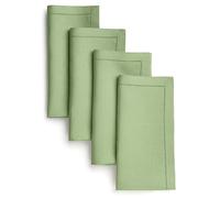 D'Moksha Homes Sage Green Linen Napkins Set of 4 - Classic Hemstitch 100% Pure Linen Hemstitch Dinner Napkins 51 x 51 CM for Valentines, Spring, Easter - Handcrafted and Machine Washable