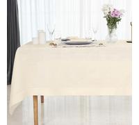D'Moksha Homes Vanilla Cream Tablecloth - 60 x 90 Inch, 100% Pure Linen, Hemstitch, Rectangle for Summer, Spring, Indoor, Outdoor - Easy Care, Machine Washable