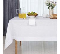 D'Moksha Homes White Linen Tablecloth 153 x 305 CM - 100% Pure Linen Tablecloth for Rectangle Tables - Machine Washable Table Cloth for Fall, Thanksgiving, Christmas, Holiday