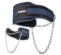 DMoose Dip Belt for Pullups - Heavy Duty 36" Steel Chain Weight Gym Belt for Dips with Comfortable Neoprene Support (Navy Blue)