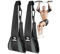 DMoose Fitness Hanging Ab Straps for Pull Up Bar & Core Strength Training - Exercise Straps for Ab Swing & Leg Raises, Hang Bar Strap with 2 Steel Carabiners - Abs Equipment for Home & Gym (Dark Grey)