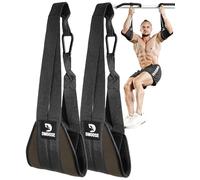 DMoose Fitness Hanging Ab Straps for Pull Up Bar & Core Strength Training - Exercise Straps for Ab Swing & Leg Raises, Hang Bar Strap with 2 Steel Carabiners - Abs Equipment for Home & Gym (Brown)