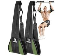 DMoose Fitness Hanging Ab Straps for Pull Up Bar & Core Strength Training - Exercise Straps for Ab Swing & Leg Raises, Hang Bar Strap with 2 Steel Carabiners - Abs Equipment for Home (Military Green)