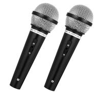 Dmopipp 2PCS Fake Microphone Prop, Plastic Pretend Play Microphone for Halloween Christmas Cosplay Music Birthday Party Favors or Costume Play(Black)