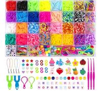DMOPRDNB 2700+ Pcs Loom Bands Kit, 32 Colours Rubber Bands Bracelet Making Kit with Storage Box, Letter Beads & Crochet Hooks, DIY Craft Kit for Girls, Jewellery Making Set for Kids, Birthday Gifts