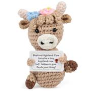 DMOPRDNB Mini Crochet Cow Doll, Knitted Black and White Cattle Positive Toy with Encouragement Card, Cute Emotional Support Gift for Anxiety Relief, Birthday Gift for Women Men Teens Friends
