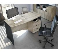 Dmora Carrollton Desk, Office Desk, Study Table for PC with 3 Drawers, 136 x 67 x 74 cm, Oak and Anthracite, Melamine Panel 15 mm