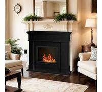 Dmora - Dstivanell Bioethanol Fireplace, Ecological Fireplace, Smokeless Fireplace, Ethanol Heater, Made in Italy, 110 x 36 x 101 cm, Black