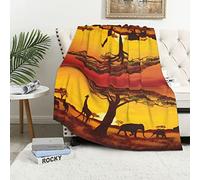 DMORJ African Animal Sunset Flannel Throw Blankets : Warm Skin-Friendly, Warm And Comfortable. For Bed Sofa Couch Bedroom 40x60 Inch 320g Flannel.
