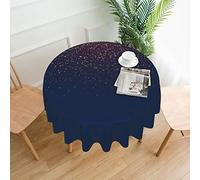 DMORJ Navy Blue Sky and Stars Prints Round Tablecloth :>> Washable Perfect for Buffet Tables, Parties, Picnic Lunch. -60 Inch