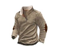 DMOYALA Men's Western Fleece Jackets Sweatshirts Vintage Quarter Zip Pullover Western Casual Long Sleeve Country Sweatshirt, B-western Khaki Waffle Weave(3), L