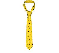 DMoys Mens Ties, Men's Neckties Business Neckties Suit Tie Casual Wedding Formal Tie Black Polka Dots Yellow Background