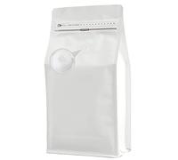 DMPACKDM Coffee Bags with Valve (16 oz, 1 lb, 50 pcs) White Aluminum Foil Flat Bottom Heat Sealed Coffee Beans Packaging Bags with Side Zipper Resealable for Home or Business