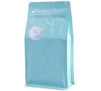 DMPACKDM Coffee Bags with Valve(16 oz,1 lb,50pcs) Blue High Barrier Aluminumed Foil Flat Bottom Heat Sealed Coffee Beans Packaging Bags Side Zipper Resealable Bags for Home or Business