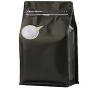 DMPACKDM Coffee Bags with Valve,(8 oz,1/2 lb,50pcs) Empty Black Aluminumed Foil Flat Bottom Standing Heat Sealed Coffee Beans Storage Bags,Side Zipper Reusable Pouches for Home or Store