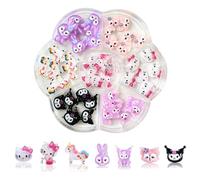 DMQ 3D Hello Cat Nail Art Charms, 49Pcs Kawaii Tembelle Unicorns & Rainbow Horse StellaLou 3D Nail Gems Decorations