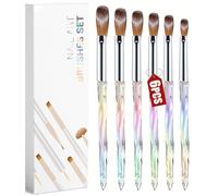 DMQ Acrylic Nail Brush Set, Nail Brush for Acrylic Apply Acrylic Powder Nail Art Extension, Builder Gel Brush 3D Nail Carving for DIY Nail Art Tools Kit (Crystle - Oval)