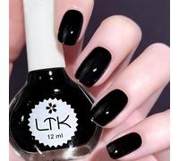 DMQ Black Nail Varnish, Pure Black Nail Polish, Long Lasting Chip Resistant & Quick Drying Nail Polish Gel for DIY Nail Art Manicure at Home - No Need Cure - 12ML