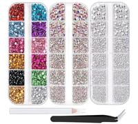 DMQ Crystal Nail Gem, 4500PCS AB Nail Art Rhinestones, AB Crystal Flat Back Nail Charms Nail Pearls Set with Pick Up Tweezers & Dotting Pen for Nails, Clothes, Face, Craft - Nail Art Supplies & Deco