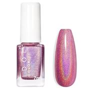 DMQ Holographic Nail Varnish, Pink Glitter Nail Polish, Quick Drying Magic Rainbow Iridescent Metallic Nail Lacquer, Holo Sparkling Long Lasting Glossy Nail Gel for Nail Art - No Need Cure (Pink)