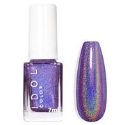 DMQ Holographic Nail Varnish, Pink Glitter Nail Polish, Quick Drying Magic Rainbow Iridescent Metallic Nail Lacquer, Holo Sparkling Long Lasting Glossy Nail Gel for Nail Art - No Need Cure (Purple)