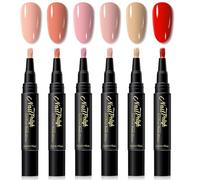 DMQ Nail Polish Pens UK, 6PCS Quick Drying Nail Art Pens, One Step 3-in-1 Gel Nail Polish Pen Set, Nude Pink Non UV Gel Nails Polish Crafts Pen, DIY Nail Pens for Girls - No Need Bake