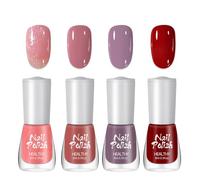 DMQ Nail Polish Set, 4Pcs Pink Purple Red Glitter Nail Varnish, Quick Dry & Long Lasting Nail Gel, Water Based Natural Nail Polish Gel for Women Girls DIY Nail Art Manicure at Home - No Need UV Lamp