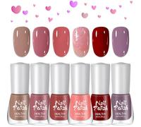 DMQ Nail Polish Set, 6Pcs Quick Dry & Long Lasting Nude Pink Red Nail Varnish - Non-Toxic Water Based Holographic Nail Polish Gel - No Need UV Nail Paint for DIY Nail Art Manicure at Home 8ML
