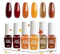 DMQ Nail Polish Sets - 6 Colors Autumn Winter Gold Glitter Red Nail Polish Orange Yellow Nail Varnish Kit, Quick Dry Long Lasting Brown Nail Gel Polish Nail Art Manicure DIY Gifts for Women