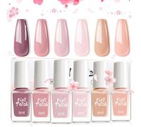DMQ Nude Pink Nail Polish Sets, 6 Colors Quick Dry Nail Varnish Kit, All Season Pastel Milky French Nail Gel for Women Girls Nail Art DIY Manicure Home - No Need Cure