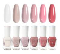 DMQ Nude Pink Polish Set, 6Pcs Varnish Kit, Quick Dry Gel, Non-Toxic Water Based - No Need UV Paint for DIY Nail Art at Home - 11.5ML
